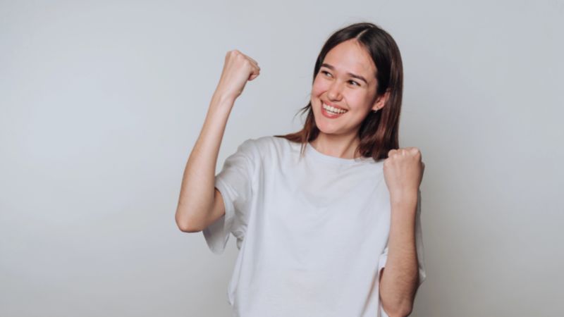 Woman celebrating success