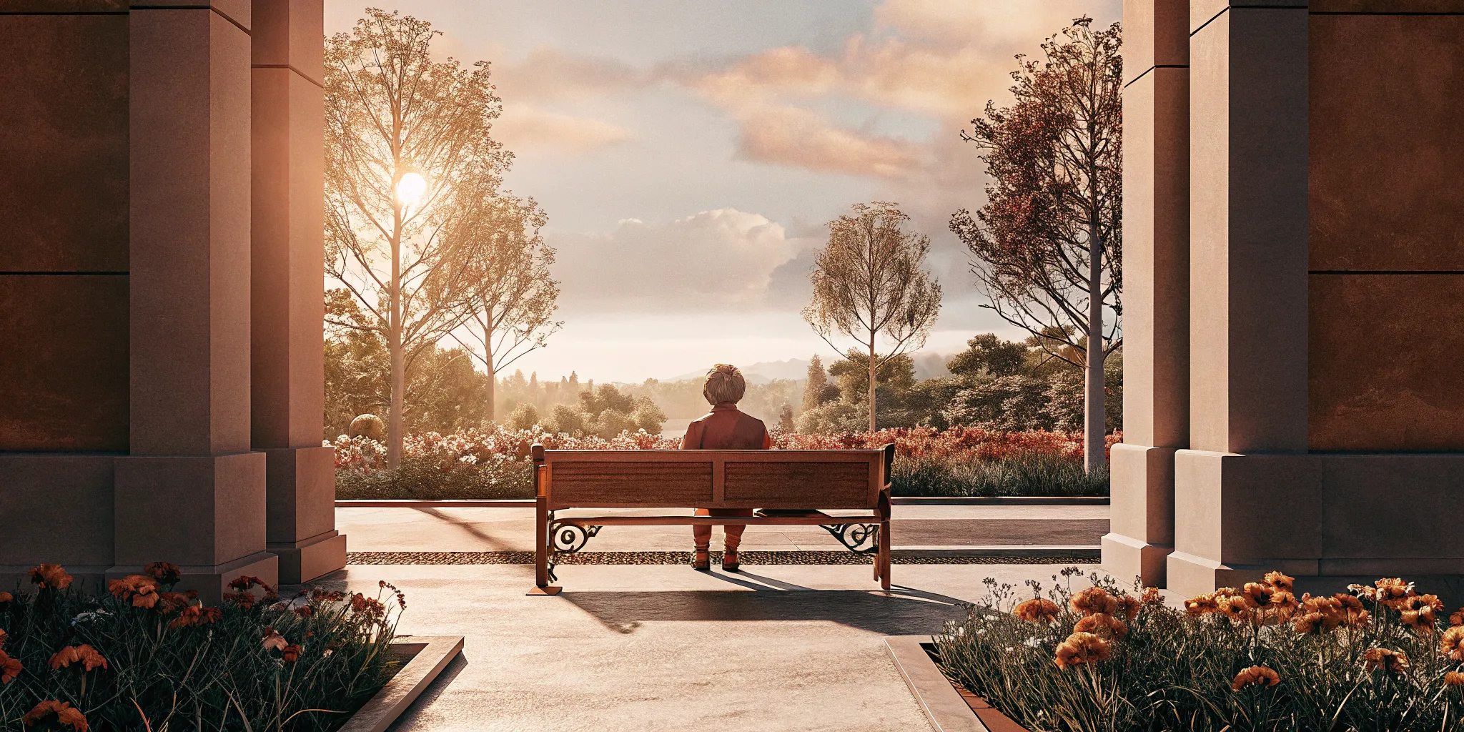 A person on a bench in a garden, learning how to cure depression without drugs.