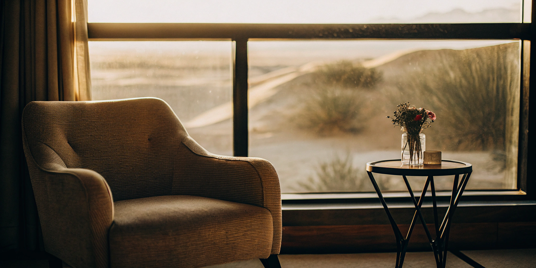 A comfortable chair in the sunlit office of a top rated anxiety psychiatrist in Scottsdale.
