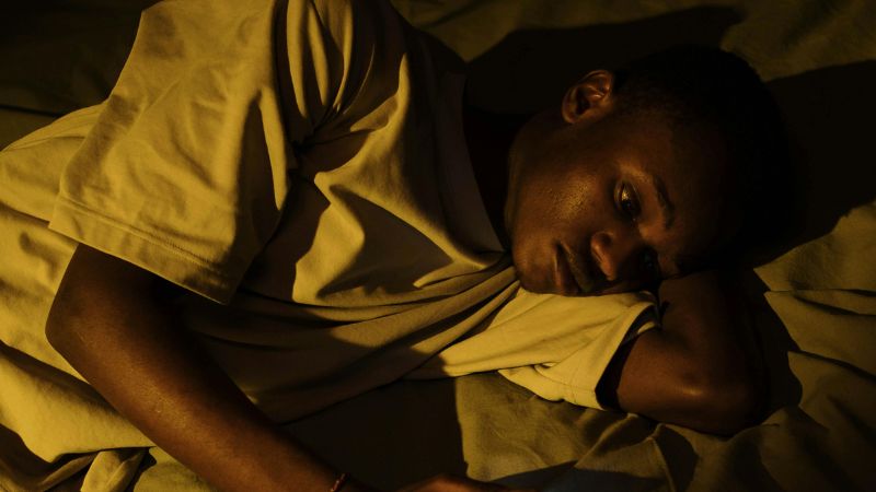 Young Man Can Not Sleep At Night