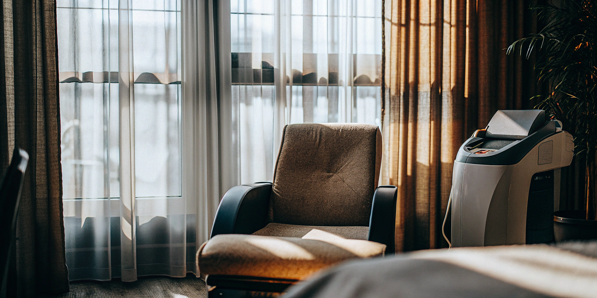 A TMS therapy machine and patient chair for FDA-approved MDD treatment.