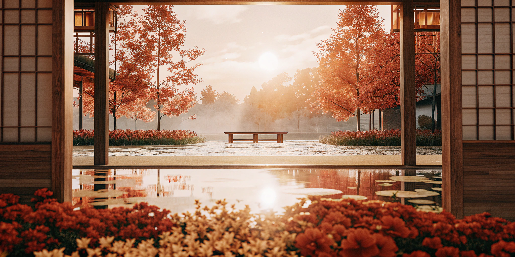 A peaceful garden path at sunrise, a natural way of overcoming severe anxiety without medication.