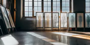 A calm therapy office with framed art, a setting for different types of depression therapy.