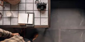 A journal and pen for exploring non-pharmacological treatment for depression.