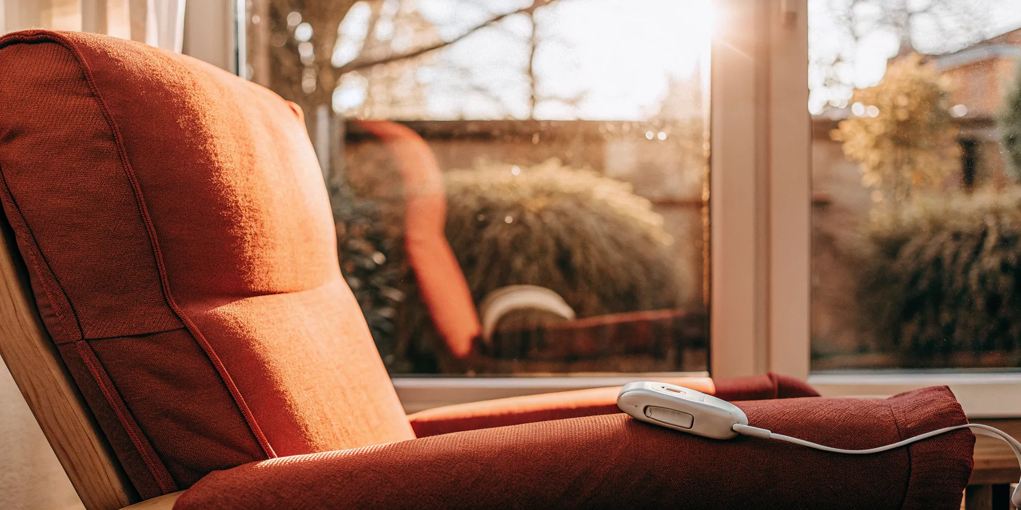 A sunlit room with an armchair for a patient receiving brain stimulation therapy for depression.