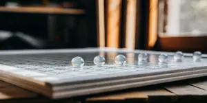 Glass marbles on a grid showing a diminished response with repetitive stimulation.