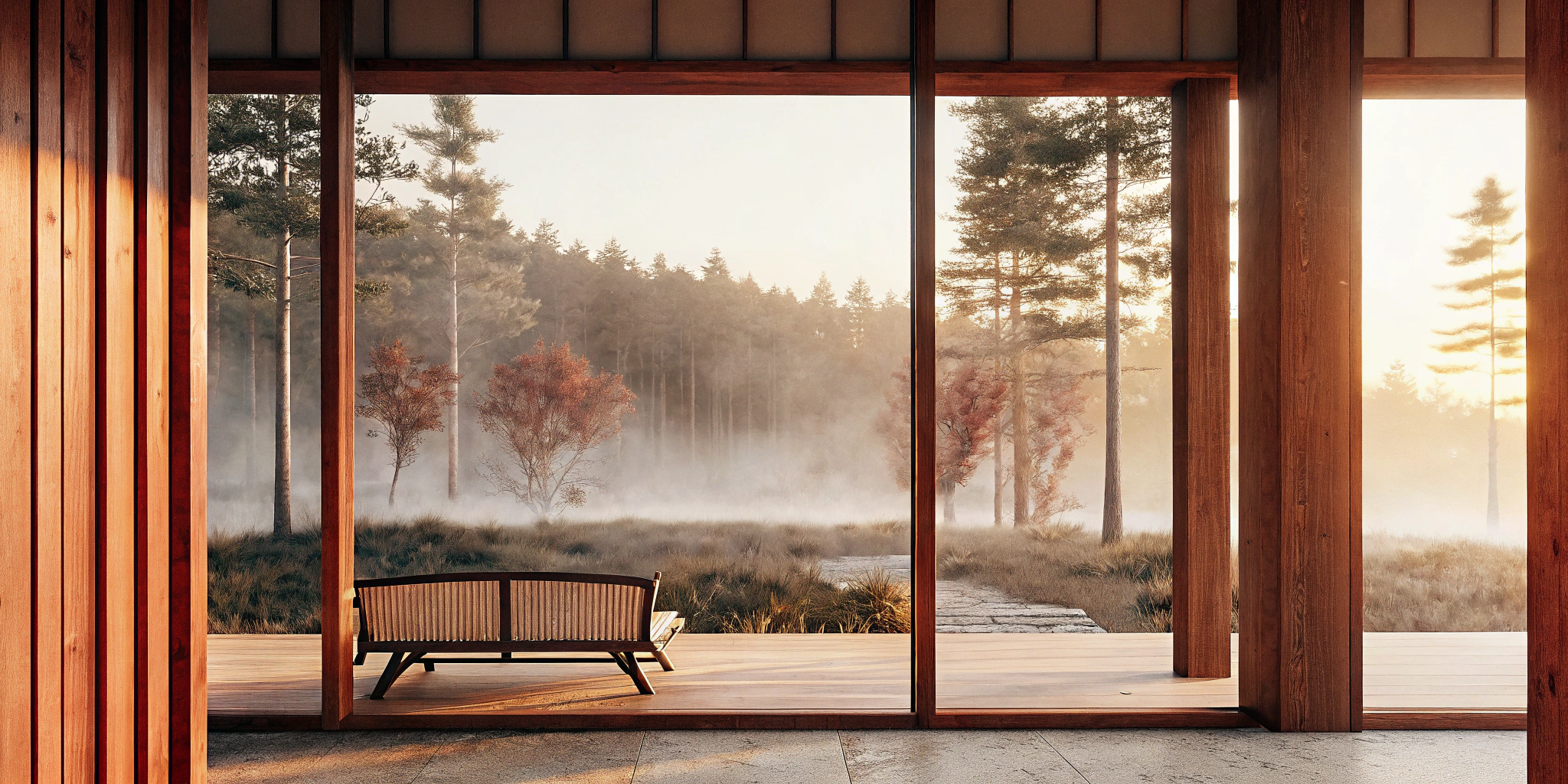 A peaceful sunrise over a forest, showing how TMS helps relieve generalized anxiety.