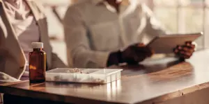 A provider discussing a mental health medication management plan with a patient in Scottsdale.