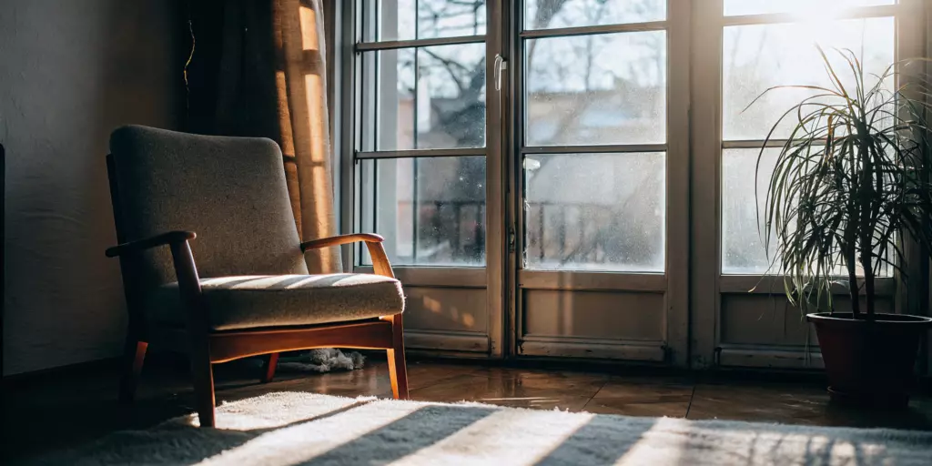 A calm and comfortable clinic setting for a patient receiving TMS therapy for anxiety.